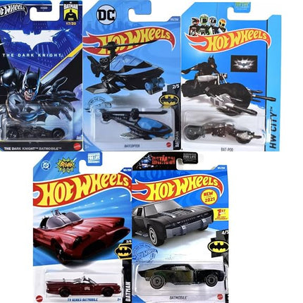 Hot Wheels Batman Themed Random 5 Pack Lot of Asso