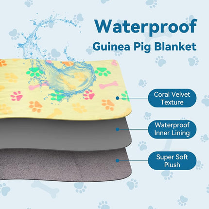 YUEPET 3 Pack Waterproof Guinea Pig Blankets, Fleece Cage Liners, M