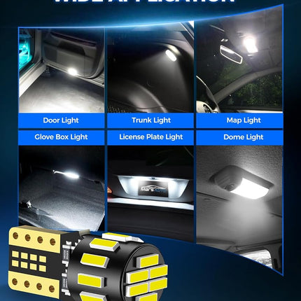 Marsauto 194 LED Bulb for License Plate Light, 6000K Super White 168 2825 W5W T10 Wedge Replacement LED Light Bulbs for Car Dome Map Courtesy Step Dash Trunk Light (Pack of 10)