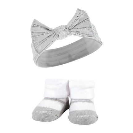 Hudson Baby Girl's Headband and Socks Giftset, Red Houndstooth Bows, 6 Count (Pack of 1)