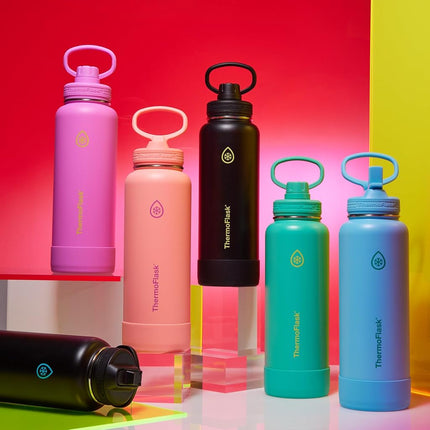 ThermoFlask 40 oz Double Wall Vacuum Insulated Stainless Steel Water Bottle with Spout Lid, Screamin' Green