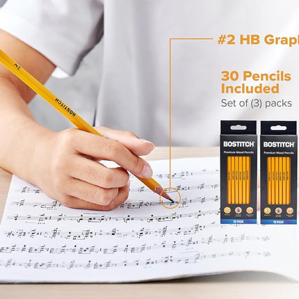 Bostitch Premium #2 pencils, premium wood, unsharpened, HB graphite, 20 pieces