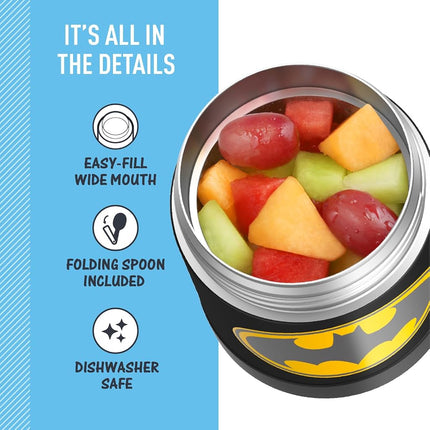 Thermos FUNTAINER 10 Ounce Stainless Steel Vacuum Insulated Kids Food Jar, Batman