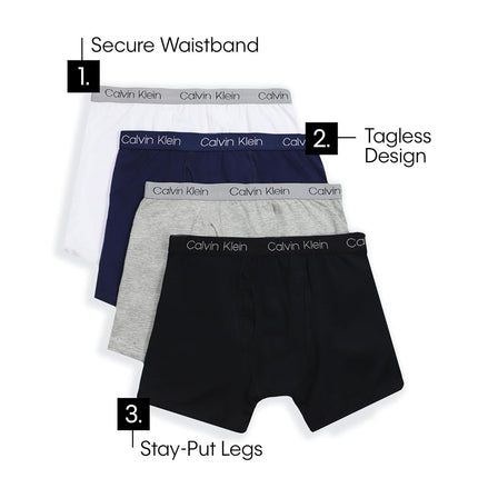 Calvin Klein Boys' Modern Cotton Assorted Boxer Briefs Underwear, Multipack, Heather Grey/Camo/Navy/Green/Olive, XL
