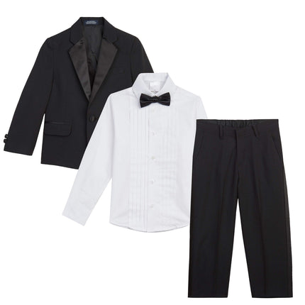 Nautica Boys' 4-Piece Tuxedo Set with Dress Shirt, Bow Tie, Jacket, and Pants, Black Tuxedo, 6