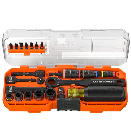 Klein Tools 65301KNECT Impact Socket Set, KNECT (S) 23-Piece SAE Pass-Through and Flip Socket Tool Set, Impact Driver Adapter, MODbox Tool Organization
