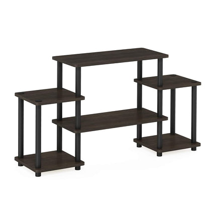 Furinno TURN-N-TUBE TV Stand, Entertainment Center with Open Shelves, TV Console with Raised Top for TV up to 32 Inch, for Living Room, Bedroom, Dark Brown