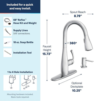 Moen Essie Single-Handle Pull-Down Sprayer Kitchen Faucet with Reflex and Powerclean in Chrome