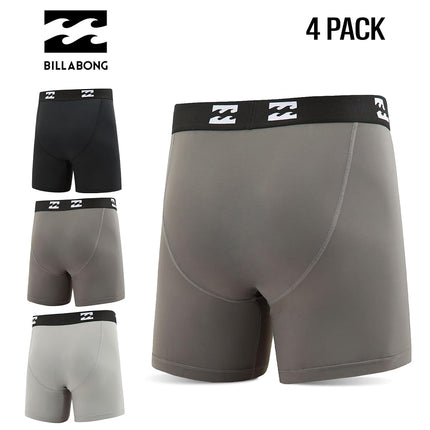 Billabong Mens Underwear 4 Pack Nylon Performance Boxer Briefs for Men, Blk, Charcoal ,Grey, 2X
