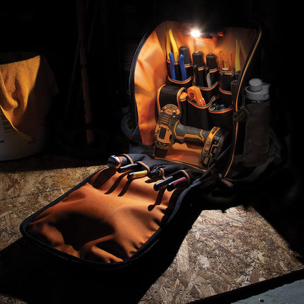 KLEIN TOOLS 55482 Tool Bag Backpack, Heavy Duty Tradesman Pro Tool Organizer with 21 Pockets and Large Interior, Water Resistant