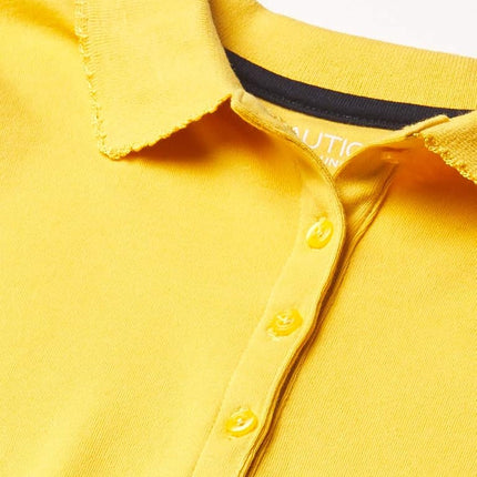 Nautica Girls' School Uniform Short Sleeve Pique Polo, Gold, 12-14