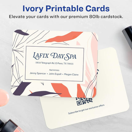 Avery Printable Rectangle Rounded Corner Postcards with Sure Feed Technology, 4.25" x 5.5", Ivory Cardstock, Print-to-the-Edge, Laser/Inkjet Cards, 100 Total