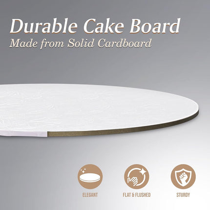 Cakebon Cake Boards - Sturdy 1/8 Thick Drums - 8 Inch Professional Fully Wrapped Edges Black 12-Pack