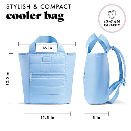 Fit & Fresh insulated cooler bag, leak-proof waterproof beach cooler backpack for women,18 cans soft insulated cooler bag for travel, lunch bag for women, beach bag and travel bag, cornflower