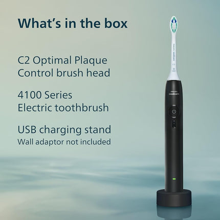 Philips Sonicare 4100 Rechargeable Electric Toothbrush, 1 Brush Head, Black