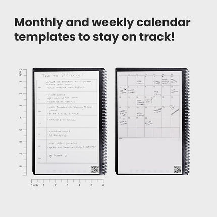 Rocketbook Fusion Reusable Undated Productivity Planner, Executive Size 6x8.8, Green - Goals, Monthly and Weekly Calendar, Daily To-do List, Lined and Dotted Notes Pages
