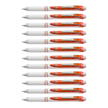 Pentel EnerGel Pearl Retractable Liquid Gel Pen, (0.7mm) Metal Tip, Medium Line, Orange Accent, Orange Ink, 12 pack (BL77PW-F)