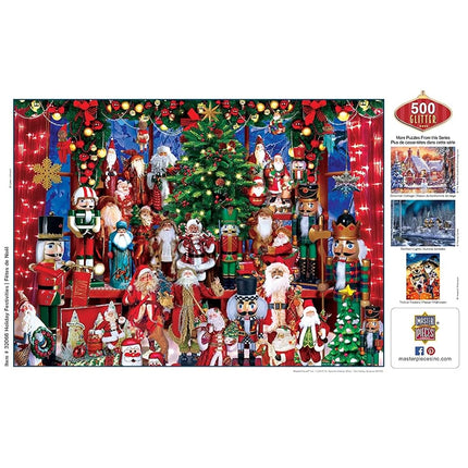 Masterpieces 500 Piece Glitter Christmas Jigsaw Puzzle - Holiday Festivities - 15"x21"