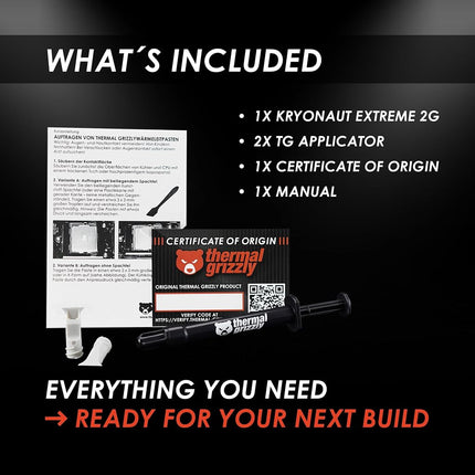 Thermal Grizzly - Kryonaut Extreme - 2 Gram - Extremly High Performance Thermal Paste - for Maximum Thermal Conductivity While Overclocking CPU/GPU/PS4/PS5/Xbox