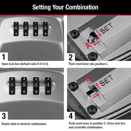 Master Lock Heavy Duty Key Lock Box, Key Box, Wall Mount, Share Key Safe�s Combo with Tenants, Guests, Cleaning Crews, Ideal for Landlords, Realtors, Property Managers, Holds 5 Keys, 5415D