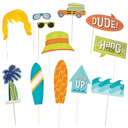 Surf's Up Photo Stick Props (12 Pack) on 12 1/2" Wooden Sticks