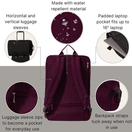 Baggallini Multizip Convertible Duffel, Mulberry, One Size