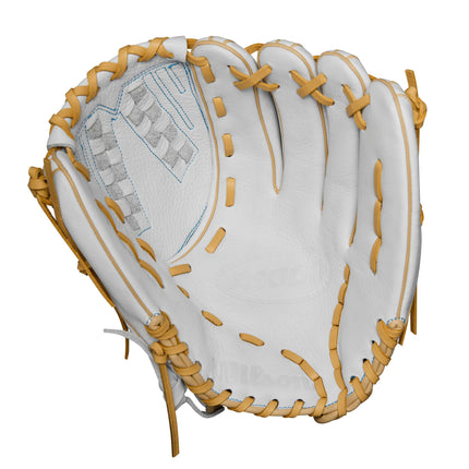 Wilson 2024 A1000® V125 12.5” Outfield Fastpitch Softball Glove - White/Blue/Blonde, Left Hand Throw