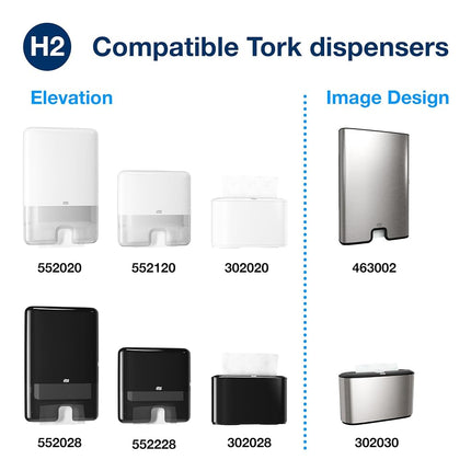 Tork Universal Multifold Paper Towel H2, 3-Panel Hand Towel MB540A, 100% Recycled Fibers, 1-Ply, White - 16 x 250 Sheets