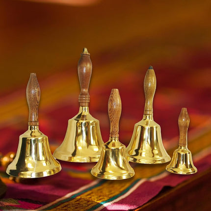 Bevin Bells Solid Brass Hand Bell | 2HB | New England Hardwood Handle | Elegant Hand Call Bell | Noise Makers | Loud Brass Bells | Easy to Grip Handle | Teacher Handheld Bell | Made in CT, USA