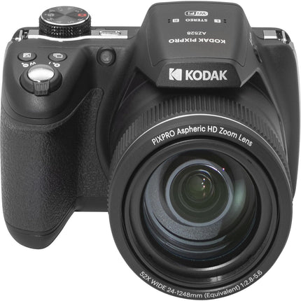 Cámara digital Kodak PIXPRO AZ528 (negra) paquete con tarjeta de memoria de 32GB + estuche para cámara + billetera para tarjetas de memoria + protectores de pantalla + accesorios