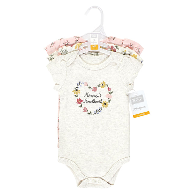 Hudson Baby Unisex Baby Cotton Bodysuits, Soft Painted Floral 3-Pack, Newborn, Soft Painted Floral 3-pack, Newborn