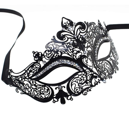 Couples Venetian Laser Cut Masquerade Mask,Halloween Mardi Gras Party Mask (Black & black)