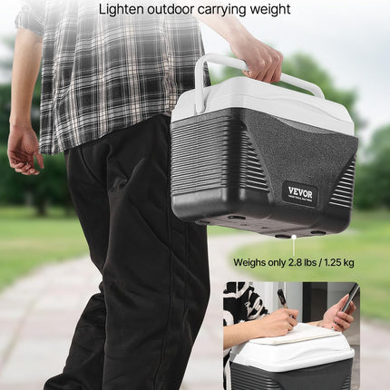 VEVOR Portable Cooler, 8.5 QT Hard Cooler with Ice Retention and Heavy-Duty Handles, Lightweight Rigid Material Insulated Portable Cooler, Suitable for Family Picnics and Short Trips