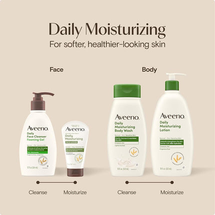 Aveeno Daily Moisturizing Fragrance-Free Prebiotic Oat Face/Facial Cream Clinically Proven to Moisturize Dry Skin for 24 Hours, Paraben-, Fragrance- & Dye-Free, 5 oz