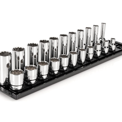 TEKTON 1/2 Inch Drive 12-Point Socket Set with Rai
