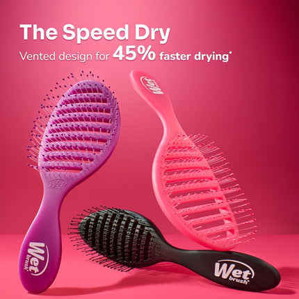 Wet Brush Speed Dry Detangler (Pink)- Ergonomic, Heat Flex Bristles, Blow Dry, Detangling Knots, Snag Anti-Static Brush for All Hair Type