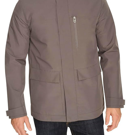 Cole Haan Men's Short Sleeve Soft Rain Parka Jacket, Grey, XL