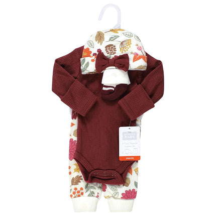 Hudson Baby Unisex Thermal Preemie Layette Set 4pc Long Sleeve Outfit, Navy Plaid, Preemie