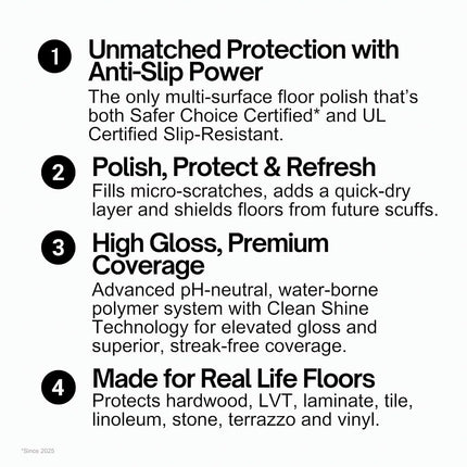 Quick Shine Multi Surface Floor Finish 64oz, 4Pk | Cleaner & Polish to use on Hardwood, Laminate, Luxury Vinyl Plank LVT, Tile & Stone | Safer Choice w/Clean Shine Technology | Shine-Protect-Refresh