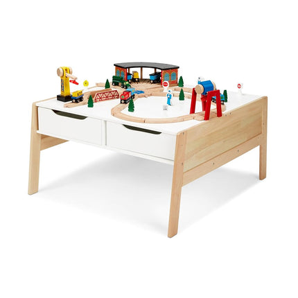 Melissa & Doug Wooden Art and Activity Table with 4 Wooden Bins - Light Woodgrain/White