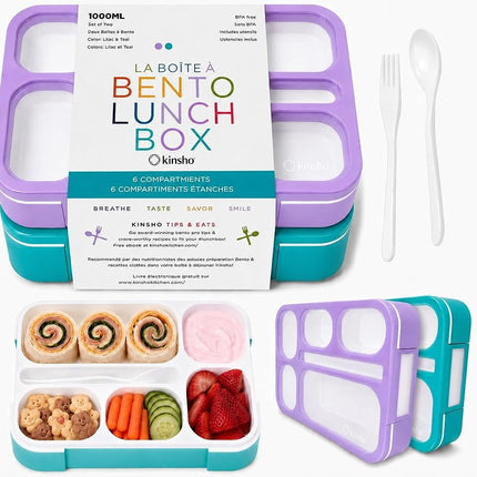 kinsho Bento Lunch Box Kids & Adult: Leakproof Lun