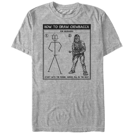 Star Wars mensSTRW2208-10001006Draw Chewy Graphic T-Shirt T-Shirt - Gray - XXXL