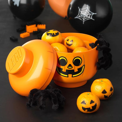 LEGO STORAGE HEAD (LARGE) - PUMPKIN - Polypropylene Storage Box with Lid for Kids' Toy Storage, Stackable Organizer, and Fun Storage Solution for LEGO Enthusiasts and Beyond