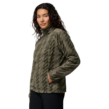 Columbia womens Benton Springs Printed Full Zip, Stone Green/Twills, 3X