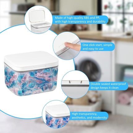 Laundry Pods Container, Automatic Pop-Up Dishwasher Pod Holder Sealed Containter Box, 94oz / 5.8lb Capacity Clear Large Storage Case with Measuring Cup (2.8L)