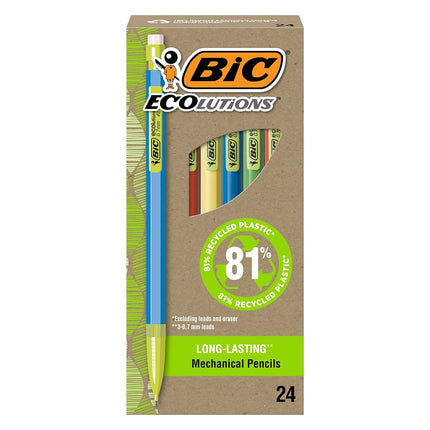 BIC ReVolution Xtra-Life Mechanical Pencil, Medium Point (0.7mm),Made With 65% Recycled Plastic, 24-Count