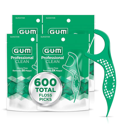 GUM Hilo dental con aplicador Professional Clean (150 aplicadores, paquete de 4) Menta fresca