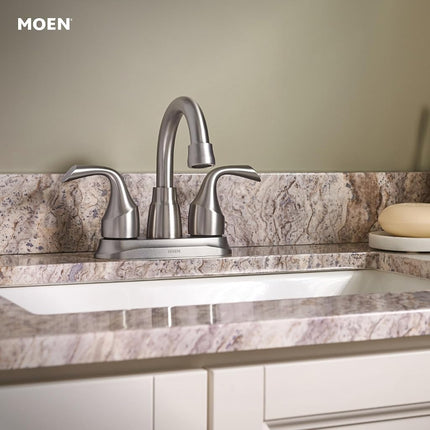 MOEN Idora 4 in. Centerset 2-Handle Bathroom Faucet in Spot Resist Brushed Nickel