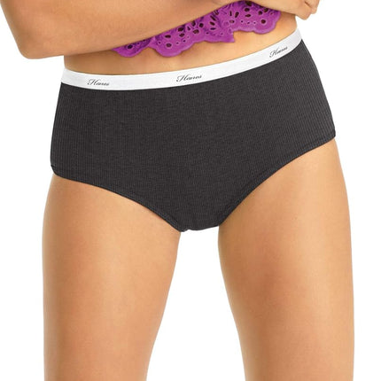 Hanes Women's Ribbed Cotton Brief Underwear 6-Pack
