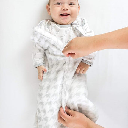 SwaddleDesigns Microfleece Sleeping Sack with 2-Way Zipper, Puppytooth, Black, 0-6MO
